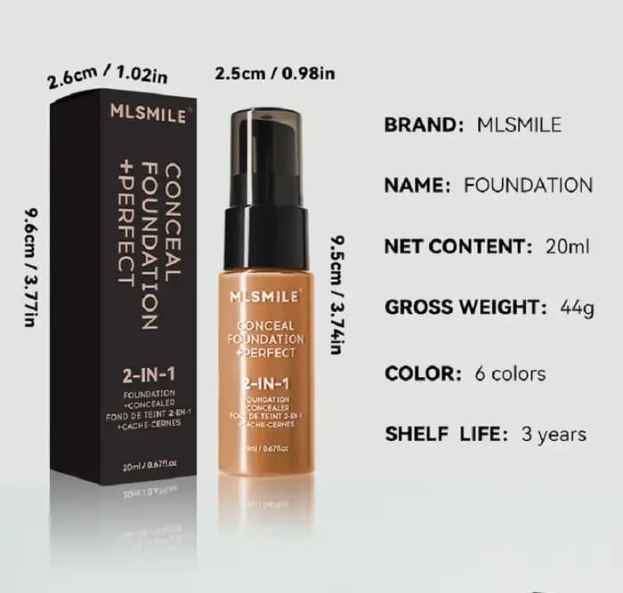 Crème de fond de teint six couleurs