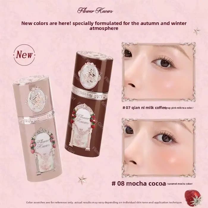 Flower Knows Strawberry Cupid Collection Blush liquide 7g crème soyeuse effet peau adhésif léger finition semblable