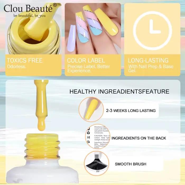 Base Coat, Top Coat Sans Résidu, Primer, Gel UV, Gel de Couleur pour Ongles, Vernis à Ongles Semi-Permanent, Esmalte Semi Permanente pour Manucure et Nail Art