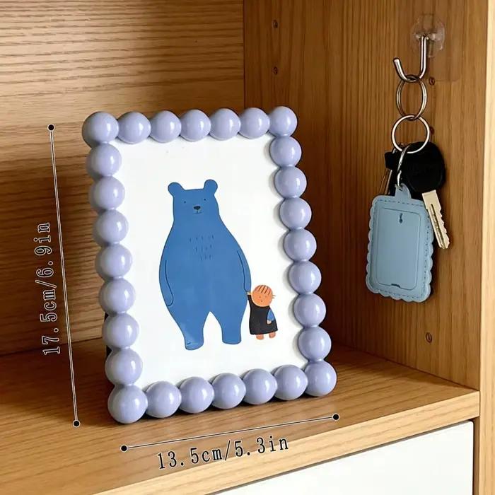 Cadre photo perlé, design mignon de dessin animé, support photo de table Kawaii, présentoir photo de bureau pour la maison, le bureau et la chambre