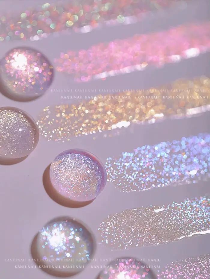 Nouveau Gel à Ongles Printemps/Été 2026 Effet Nuage Brocart Brillant Fantaisie Ciel Étoilé Scintillant