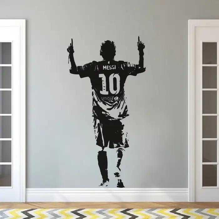Autocollants muraux en vinyle joueur de Football, papier peint étoile de Football, affiche amovible, décor de salle, autocollant mural G07