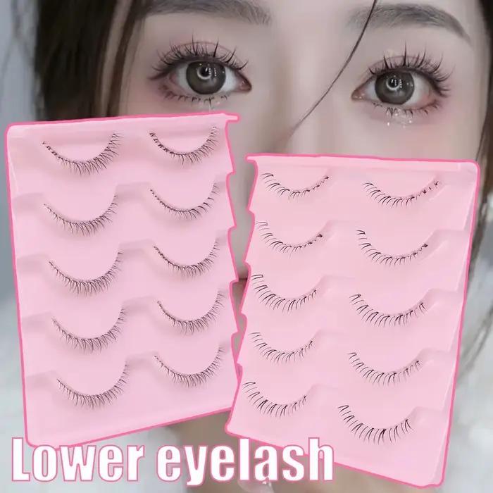 Cils inférieurs doux à bande transparente, cils naturels sous les yeux, maquillage coréen style manga, cils inférieurs style manga