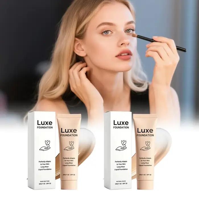 Fond de teint luxueux changeant de couleur SPF50 Protection solaire Maquillage liquide adapté au teint Léger et longue tenue Cosmétique pour le visage