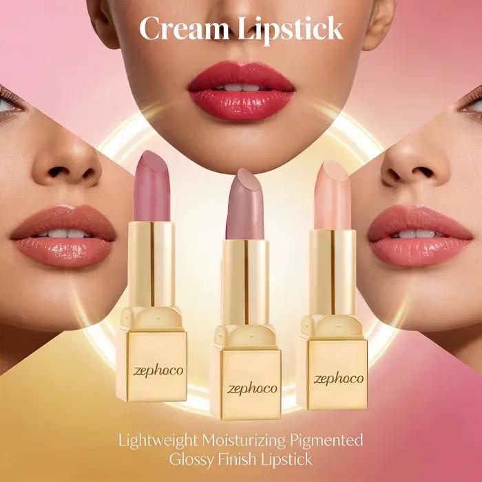 Rouge à lèvres crème métallique 3 couleurs
