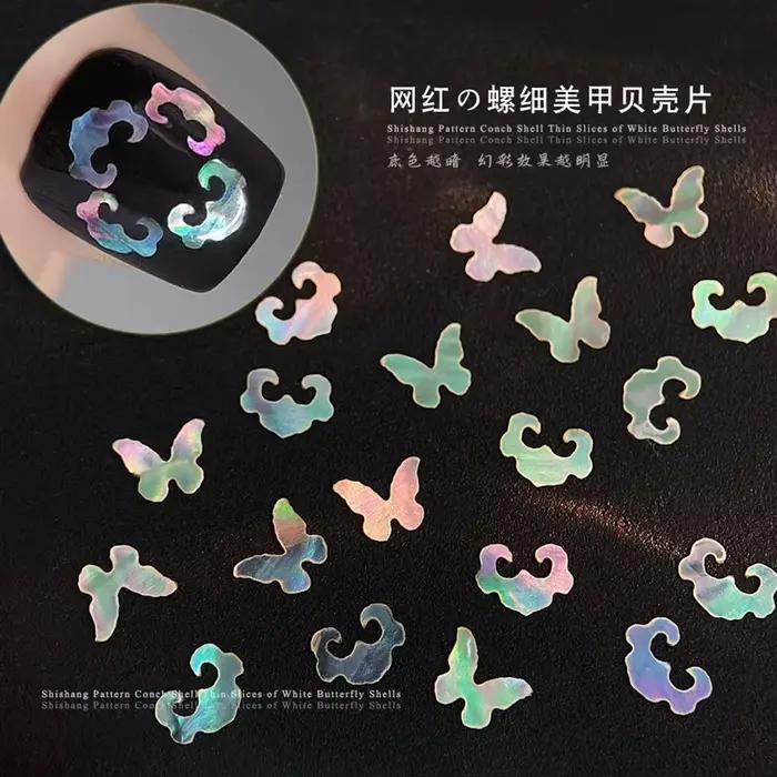 Incrustation de nacre nuage de bon augure papillon flocons de coquille ancienne rêveur Chic décorations Nail Art accessoires d'outils de manucure