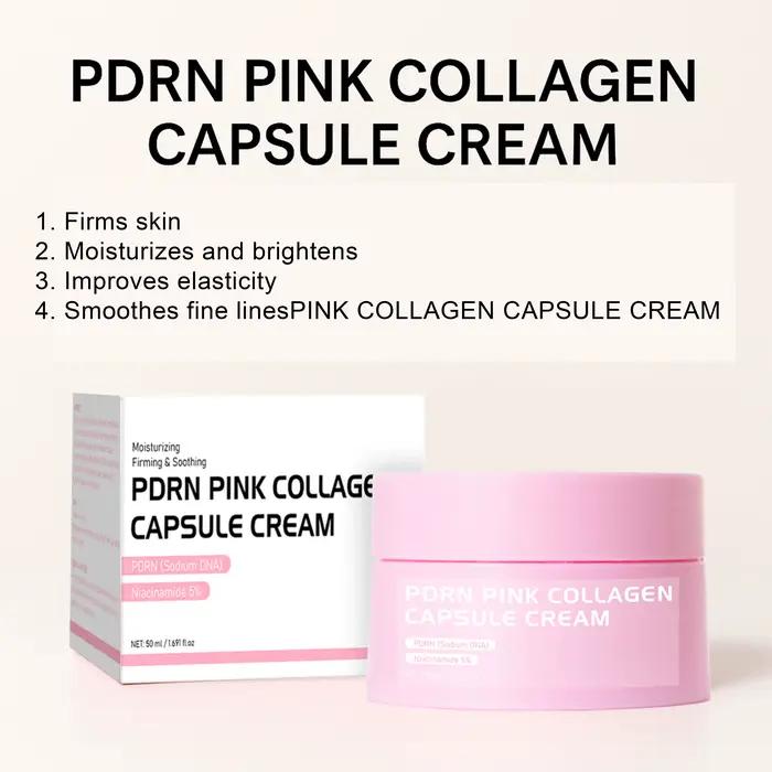 Crème en capsules de collagène rose PDRN hydratante légère pour homme et femme nourrissante et raffermissante pour le teint équilibré et éclatant