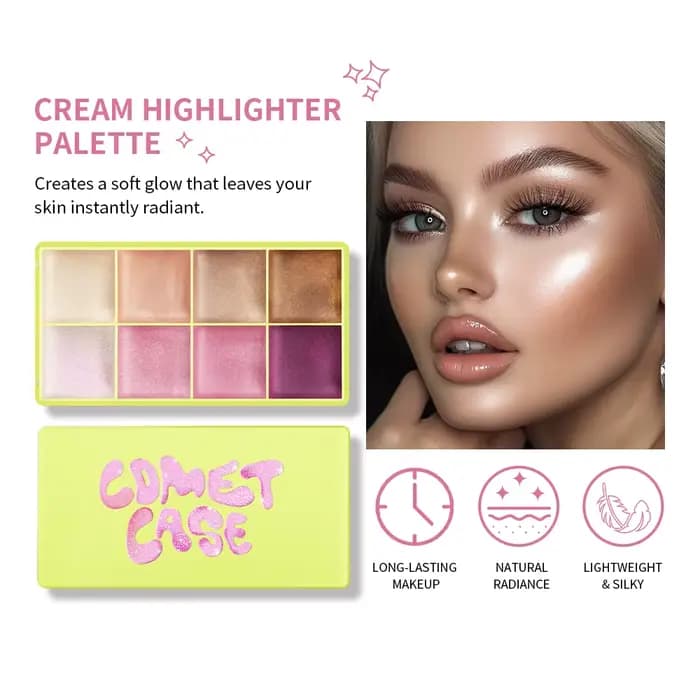 Palette de surligneurs crème 8 couleurs pour surbrillance