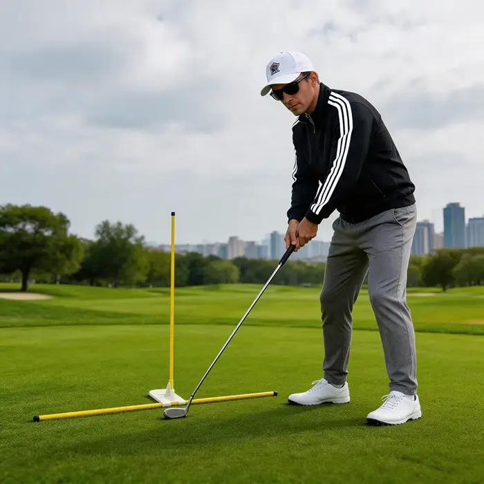 Correcteur d'axe de swing de golf FzcSpeed, entraîneur de swing à angle réglable pour la correction de la posture et de la trajectoire du swing de golf
