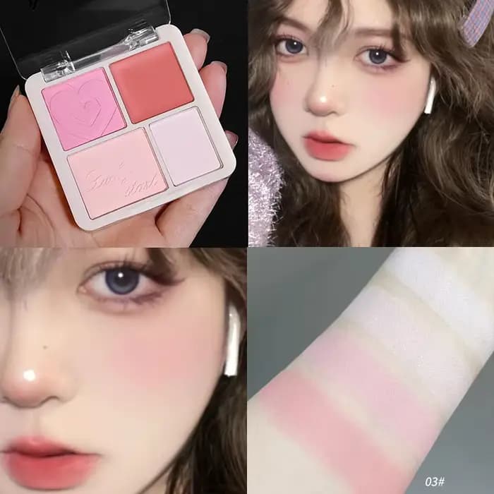 Palette de fards à joues en poudre rose pêche