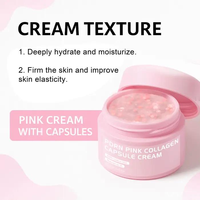 Crème en capsules de collagène rose PDRN hydratante légère pour homme et femme nourrissante et raffermissante pour le teint équilibré et éclatant