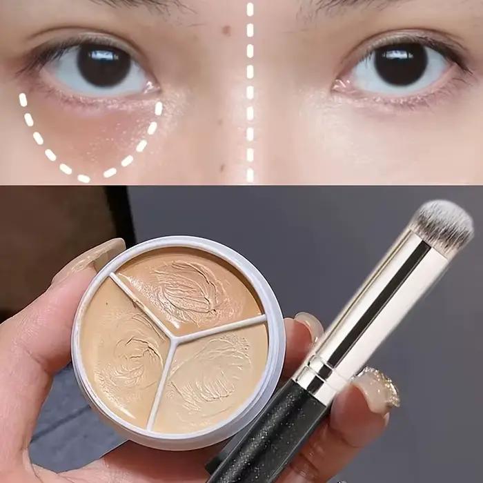 Palette de base de fard à barrage avec pinceau couvrant pour les cernes, correcteur de contour, crème, 3 couleurs, 256