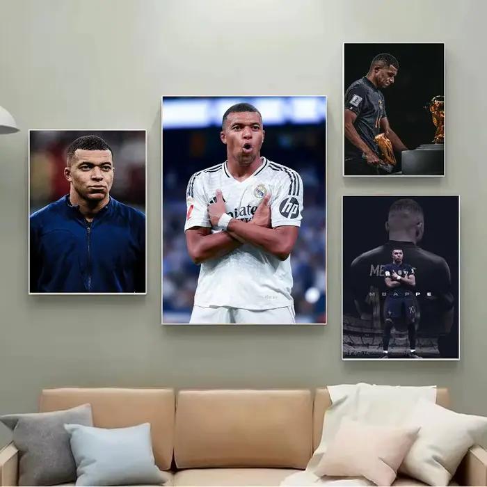 Affiche autocollante K-Kylian M-Mbappe, autocollant en papier imperméable, décoration murale pour café, Bar, salle