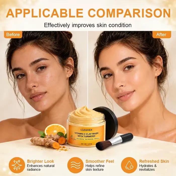 Masque à l'argile au curcuma et à la vitamine C
