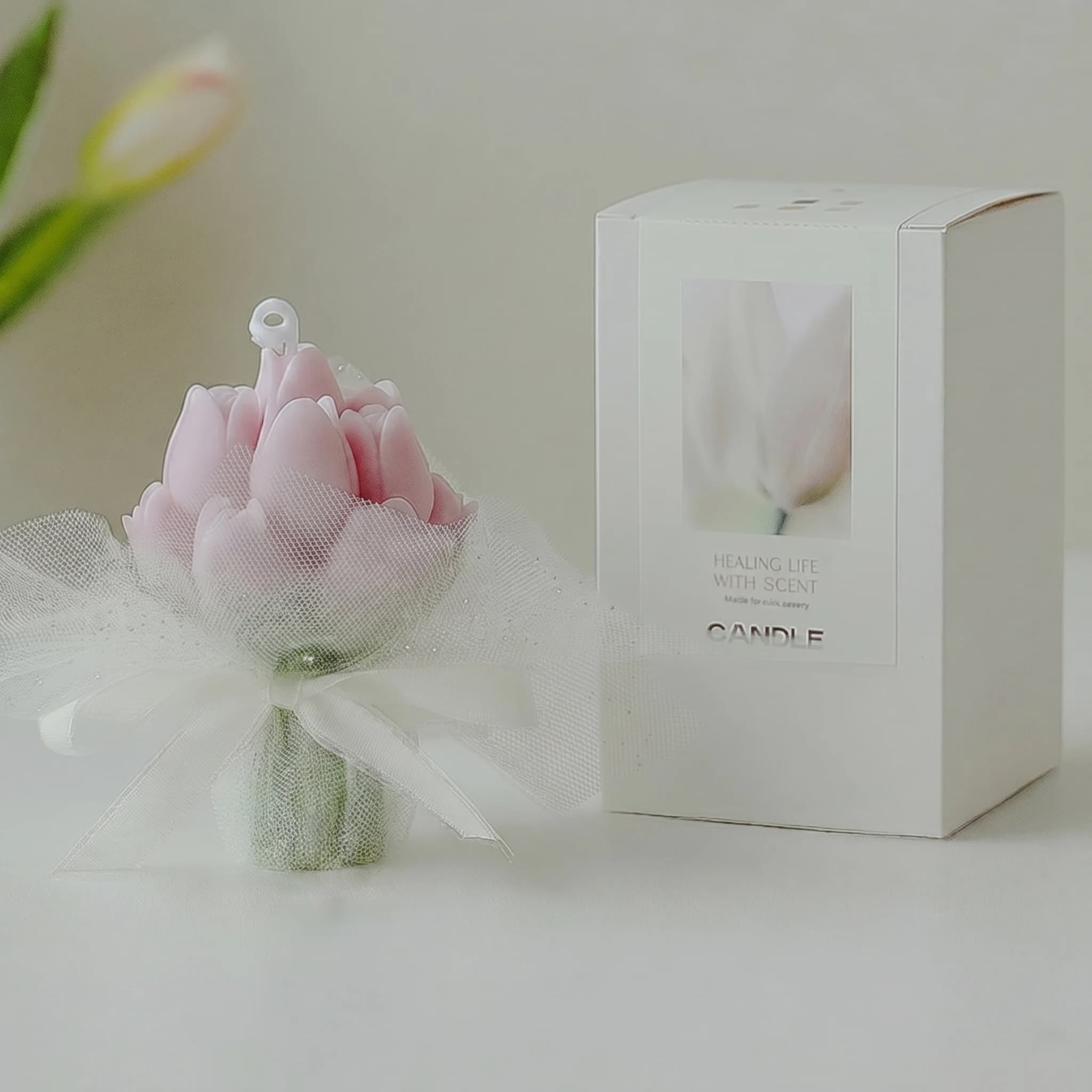 Bougie parfumée en forme de bouquet de tulipes, faite à la main, en cire de soja, aromathérapie, cad