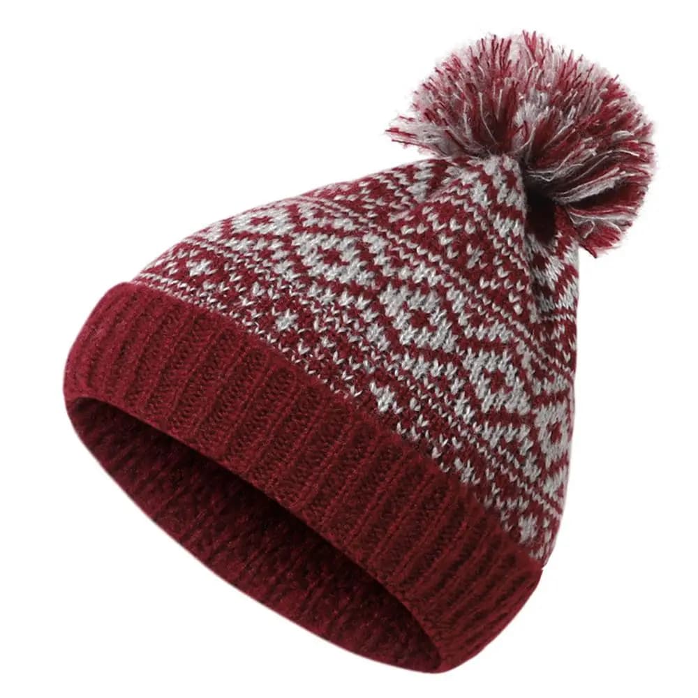 Bonnet de ski chaud d'hiver pour femme avec pompon, bonnet en laine torsadée, bonnet tricoté