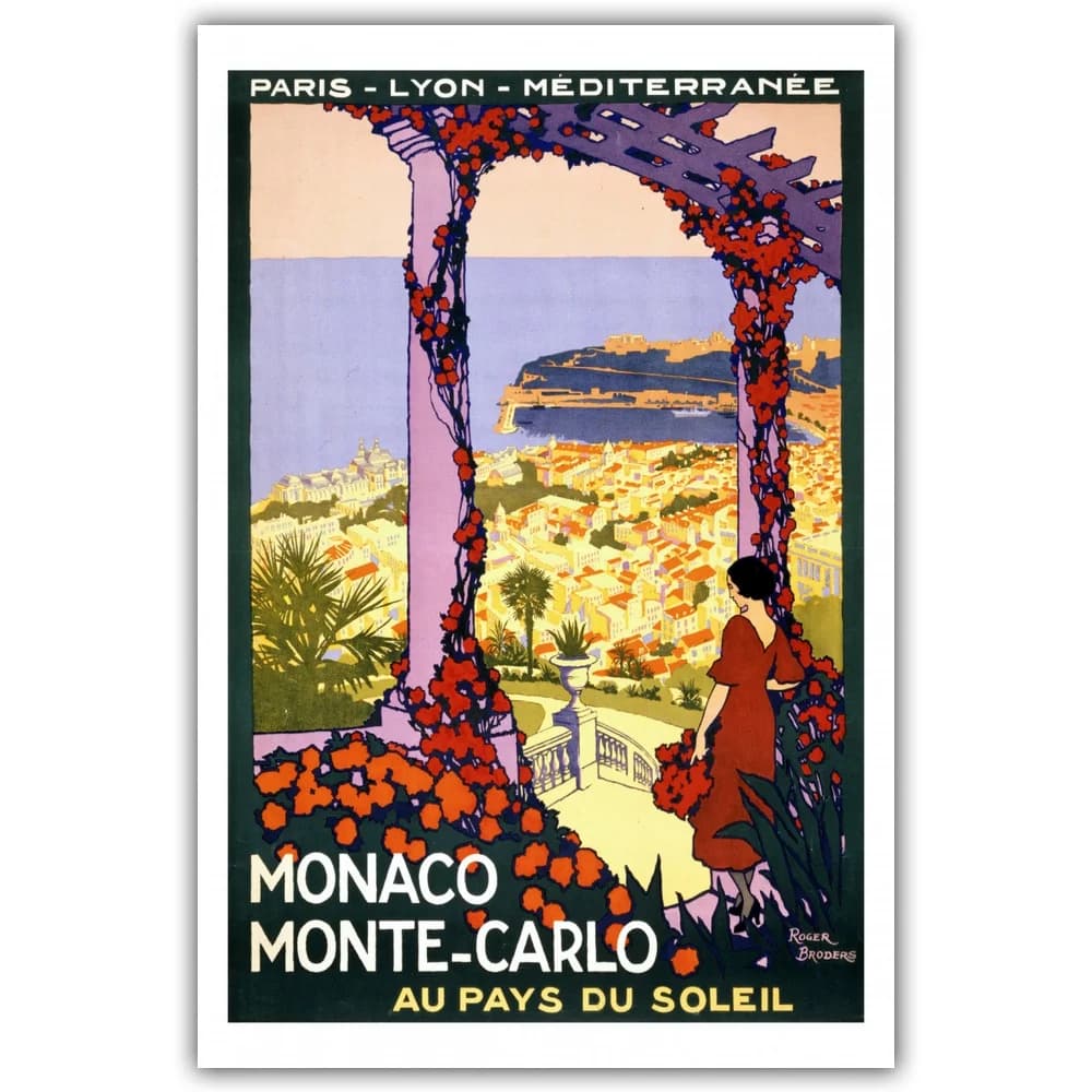Affiche de voyage vintage de Moscou, Calédonie, Monaco, Monte, Maroc