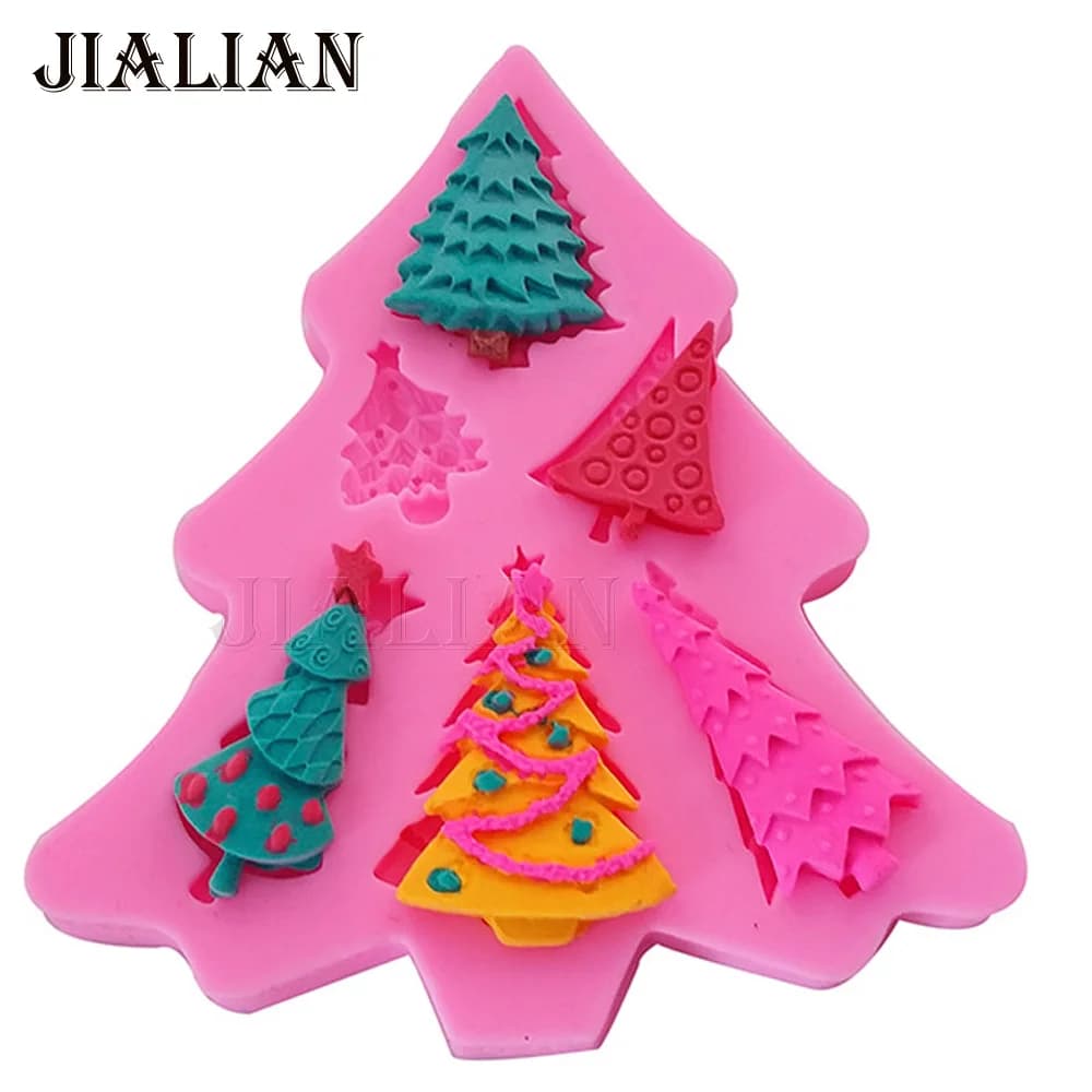 Moule à Fondant en Silicone en forme d'arbre de noël, outils de décoration de gâteaux, bonbons, rési