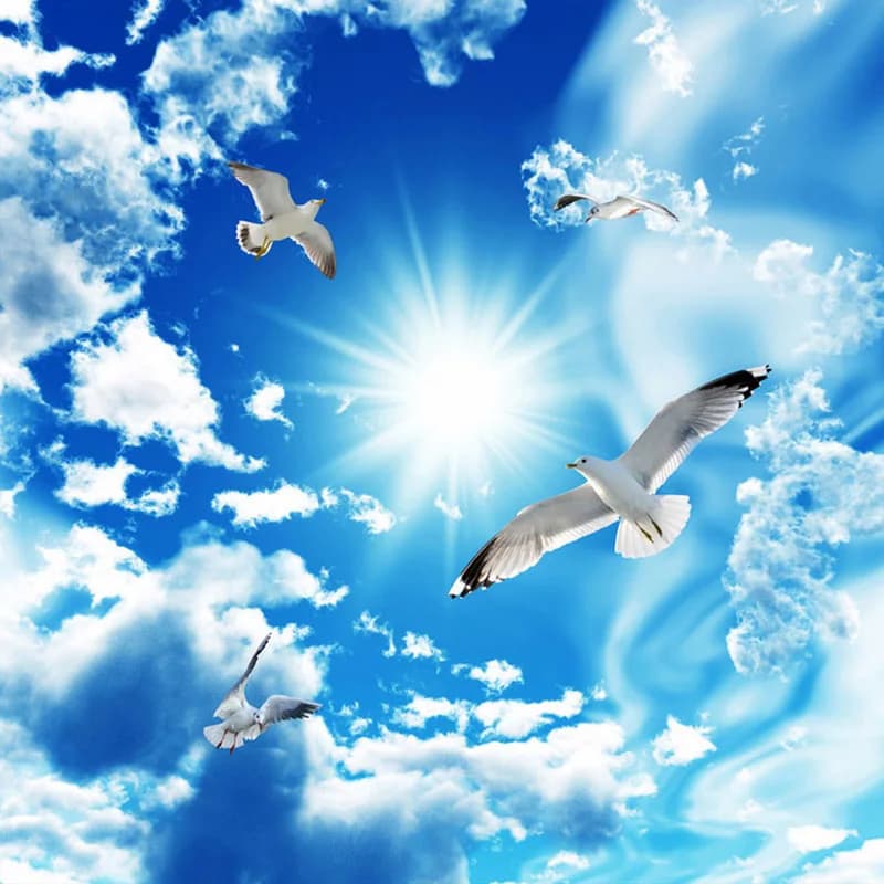 Papier peint Mural Zenith personnalisé pour grand plafond, stéréo 3D, ciel bleu, nuages blancs, colo