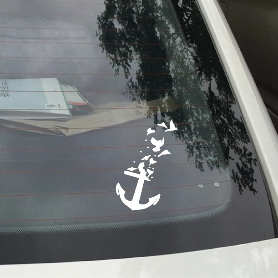 Autocollant ancre nautique avec oiseaux volants, étiquette de voiture en vinyle, art créatif pour dé