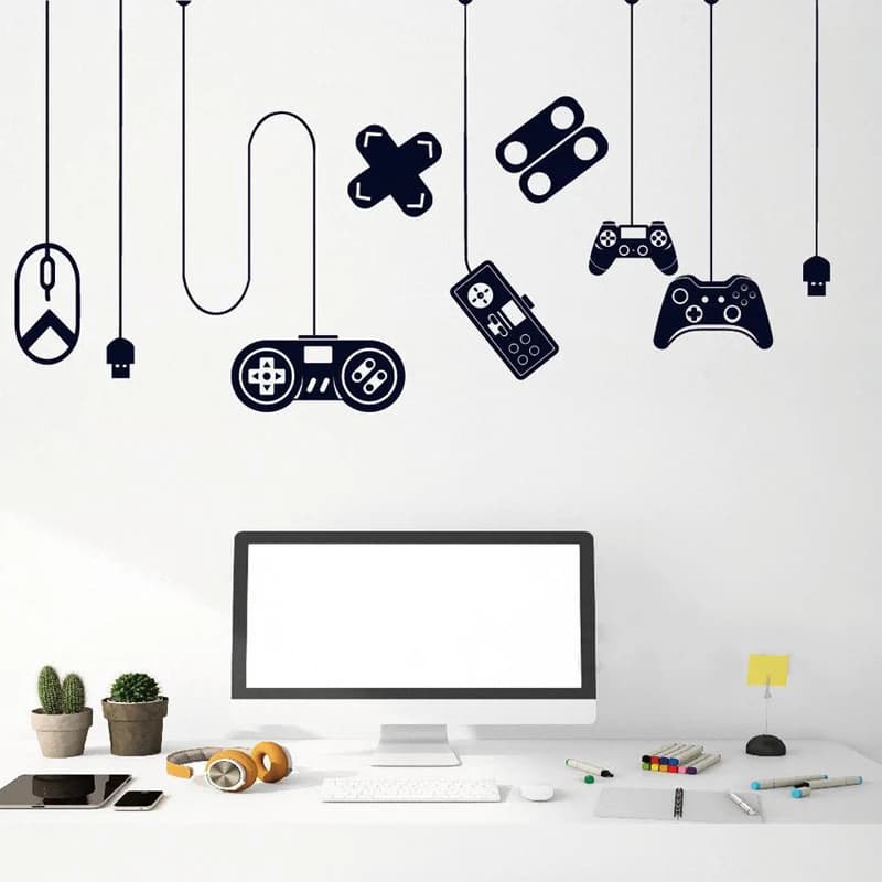 Autocollant mural de jeu pour garçons, décor de joueur, autocollants de jeu, décoration murale de ch