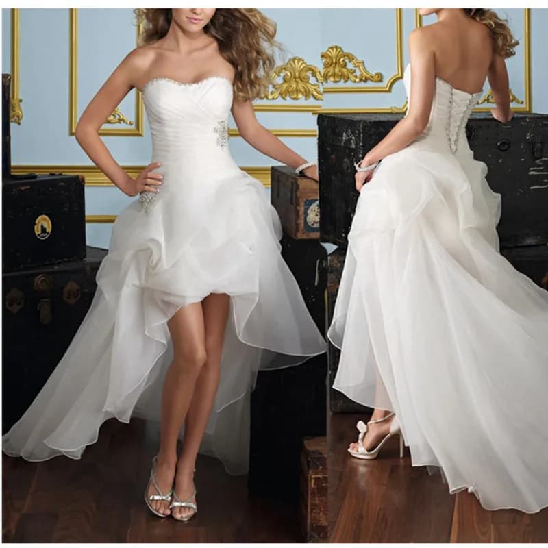 Printemps et été femmes robes De mariée chérie robe De Noiva salut-bas robe De mariée Tulle à lacets