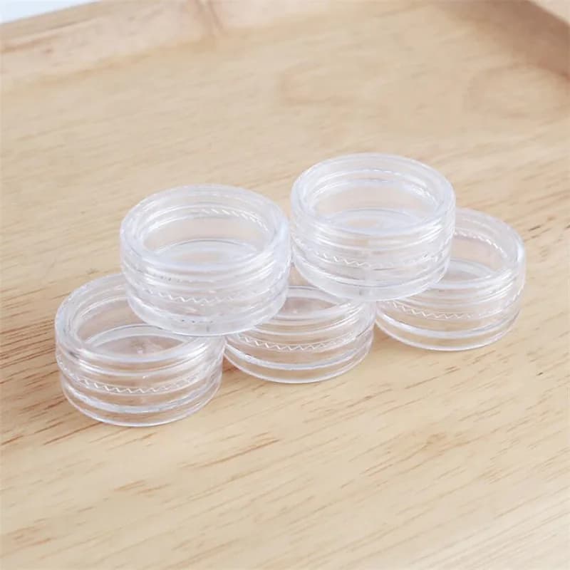 Lot de 5 mini pots cosmétiques transparents de 2,5 g pour échantillons, pots transparents pour nail 