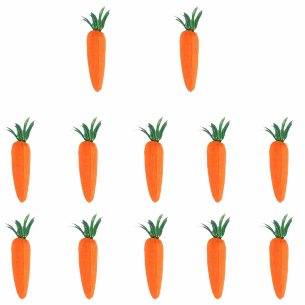 12 pièces de mini-carottes de Pâques créatives, artisanat fait main, carottes artificielles en mouss