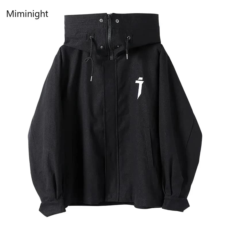 Manteau Surdimensionné à Capuche pour Femme, Mode Japonaise Solide, Vintage, Décontracté, Techwear, 