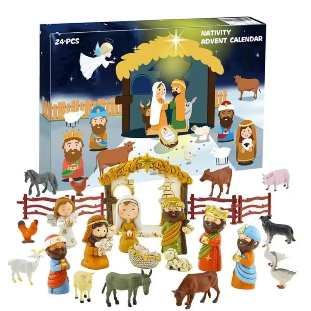 Calendrier de l'avent en résine pour scène de la nativité, compte à rebours de noël 2024, 24 jours, 