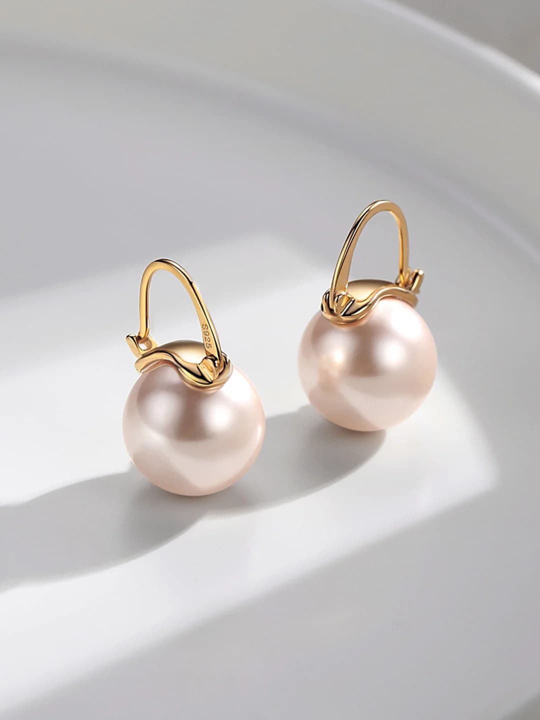 VOBIPY 925 boucle d'oreille en argent Sterling couleur rose perle boucle d'oreille pour les femmes c