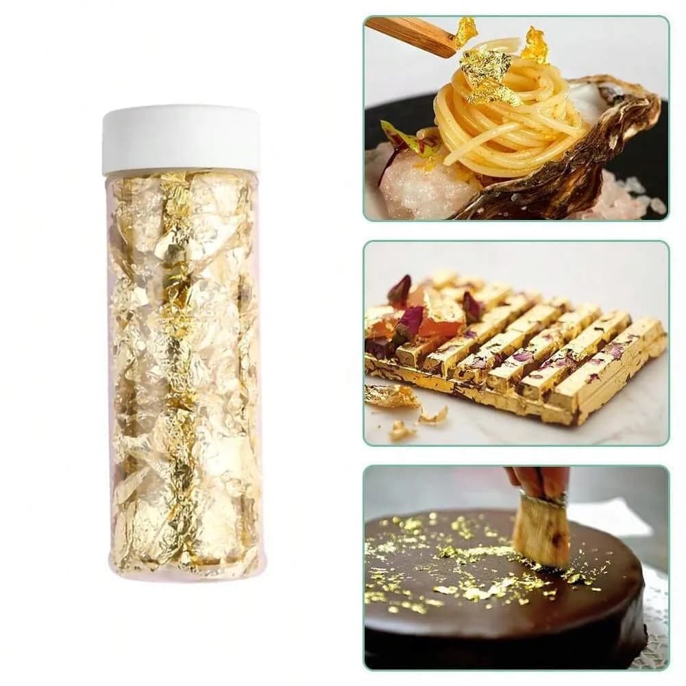 2g de paillettes or rose pour la décoration de pâtisserie, feuille d'or et d'argent pour la décorati