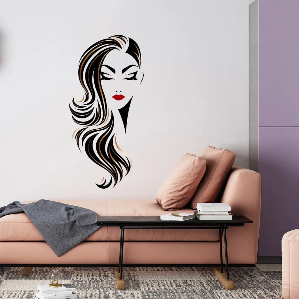 Autocollant Mural visage féminin à la mode, décor de Studio de beauté, autocollant d'art Mural de ma