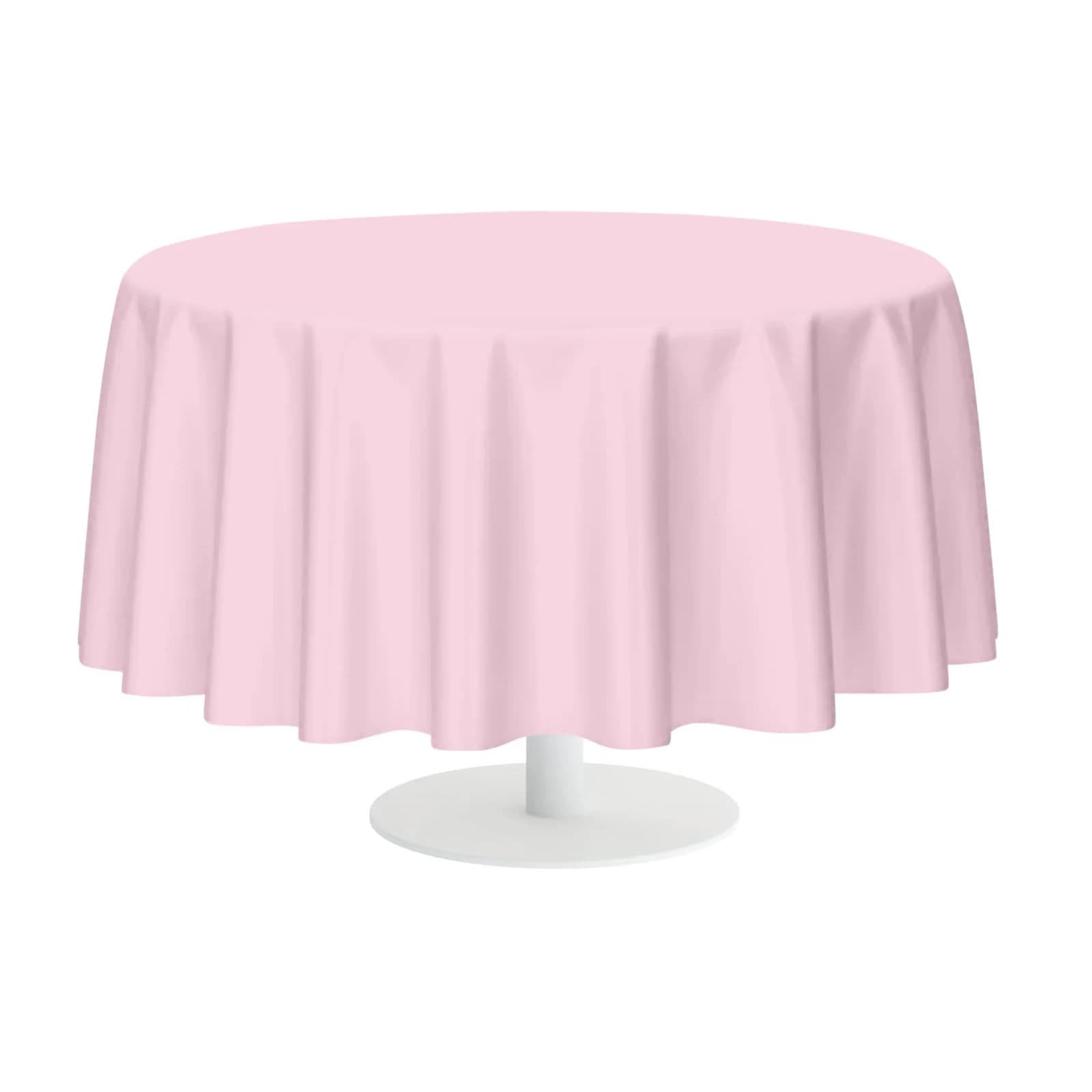 Nappe ronde en plastique rose jetable, couvertures de Table pour fêtes intérieures ou extérieures, a
