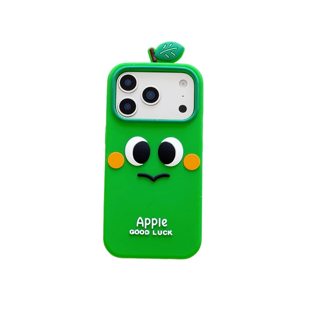 Coque de téléphone en silicone souple 3D amusante en forme de pomme verte pour iPhone 17 16 Pro Max,