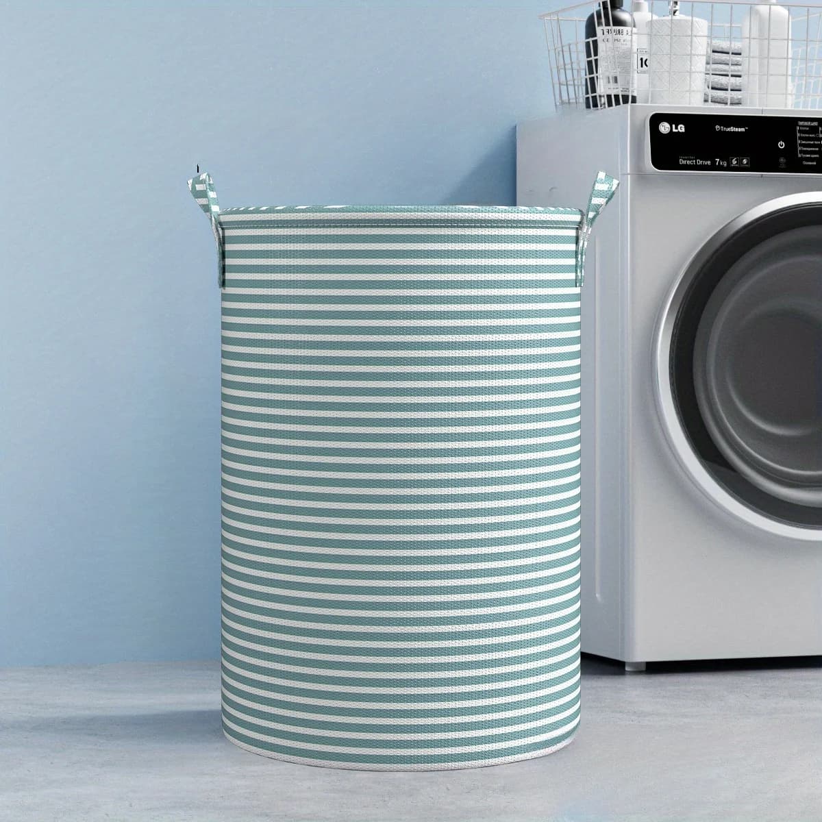 Haundry – grand panier à linge épais avec poignée, grand panier à linge rond pliable, sac à linge po