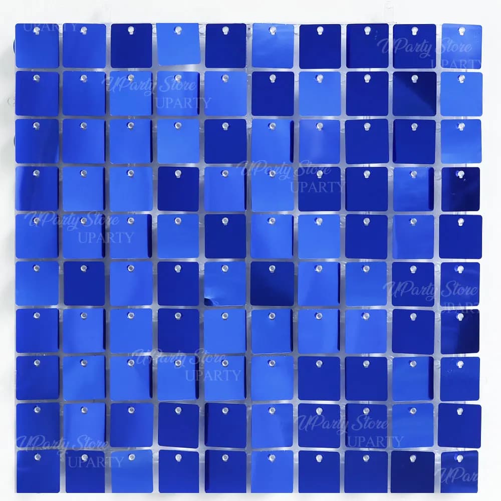 Panneaux muraux scintillants bleu roi 24-12 pièces, panneaux de fond à sequins bleus ronds et carrés
