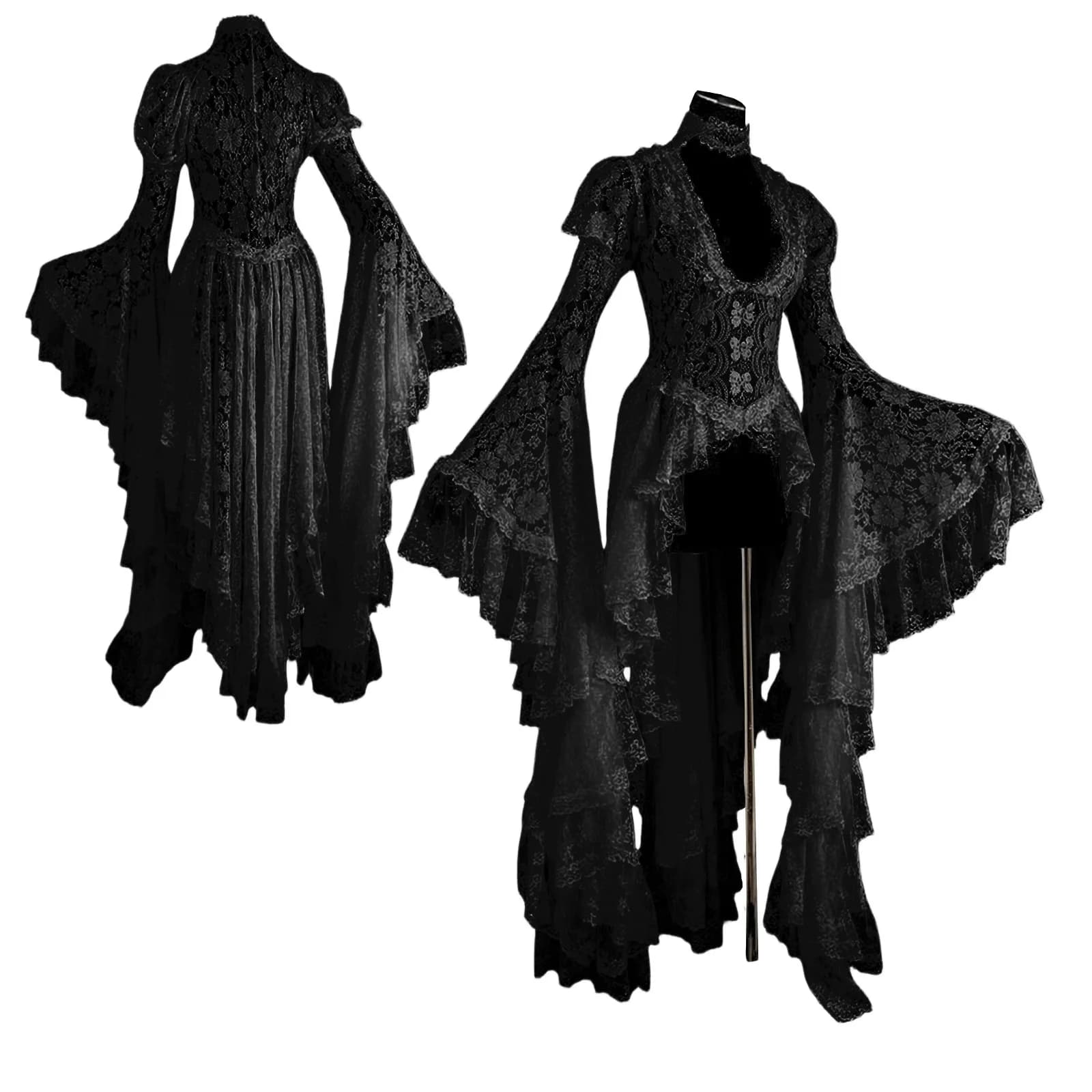 Robe décontractée à manches évasées pour femmes, rétro, cour médiévale, robes de soirée longues irré