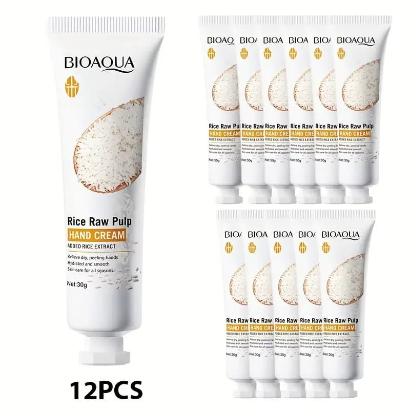 12 tubes de crème pour les mains à la purée de riz, hydrate les mains sèches et rugueuses, soin des 