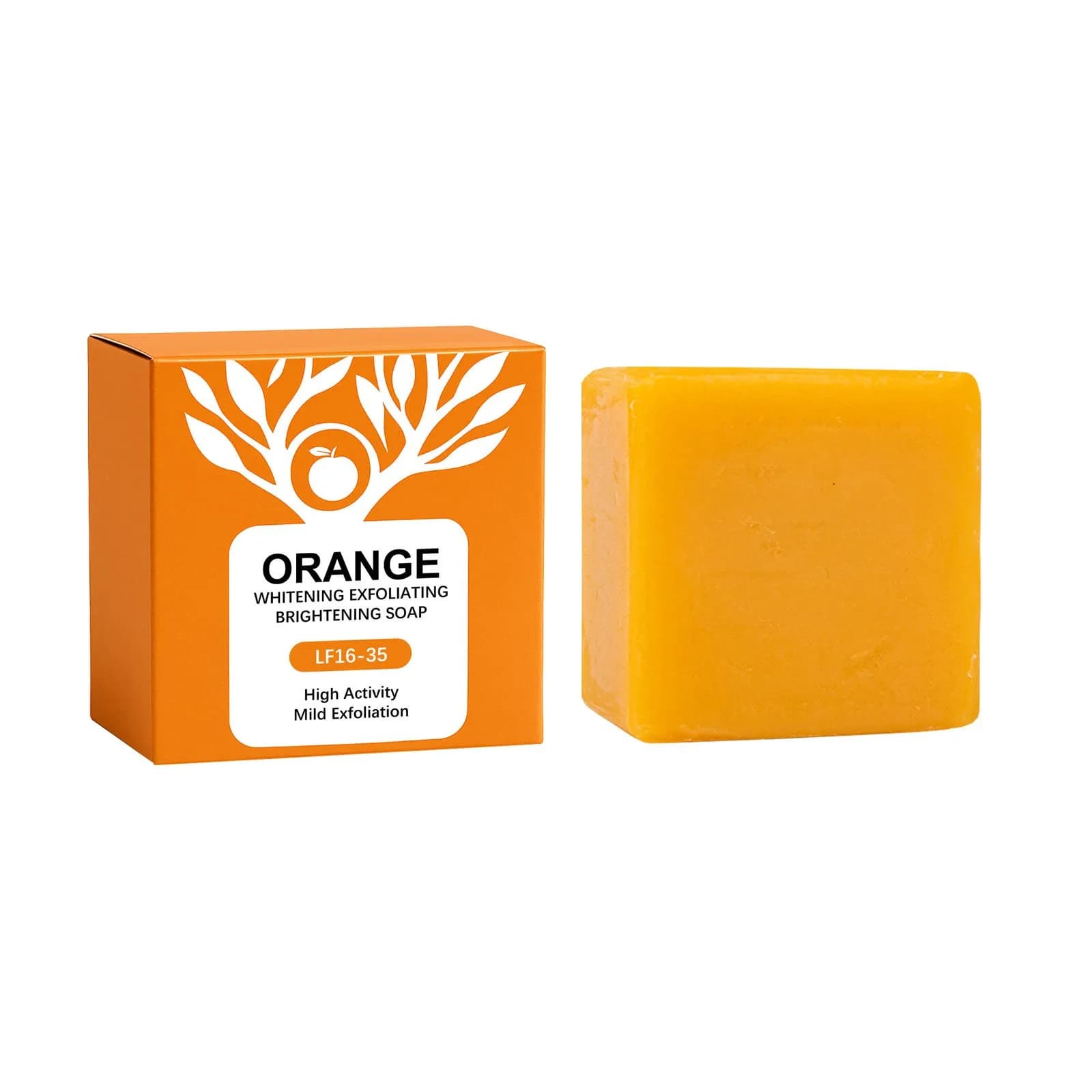 Barre de savon éclaircissante exfoliante douce enzymes d'orange, 100g, nettoyage doux du visage et d
