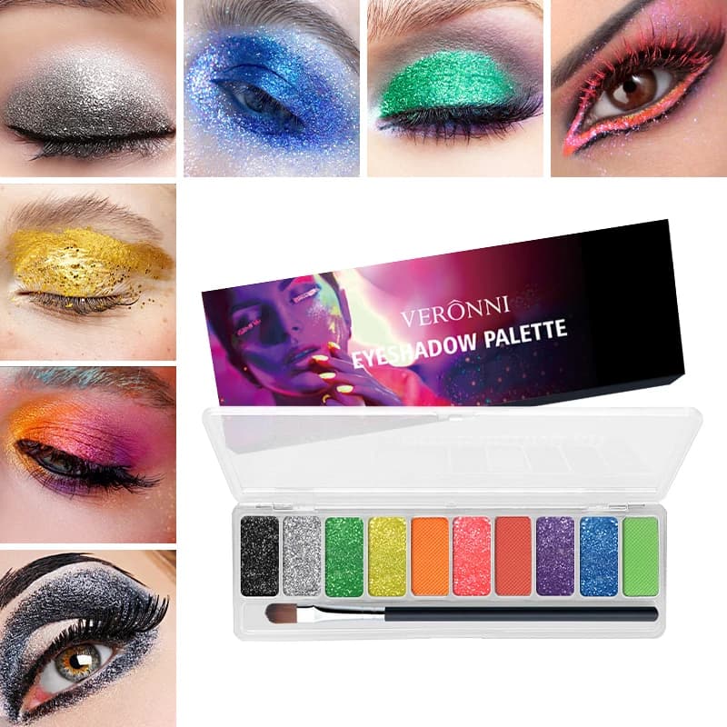 Palette de fards à paupières 10 couleurs, poudre de fard à paupières scintillante qui brille dans le