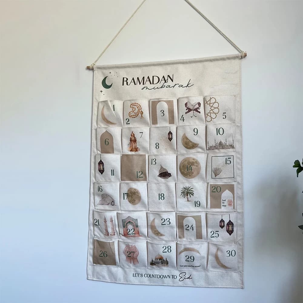 Calendrier de l'Avent du Ramadan Mubarak, compte à rebours, sac Kareem musulman islamique, décoratio