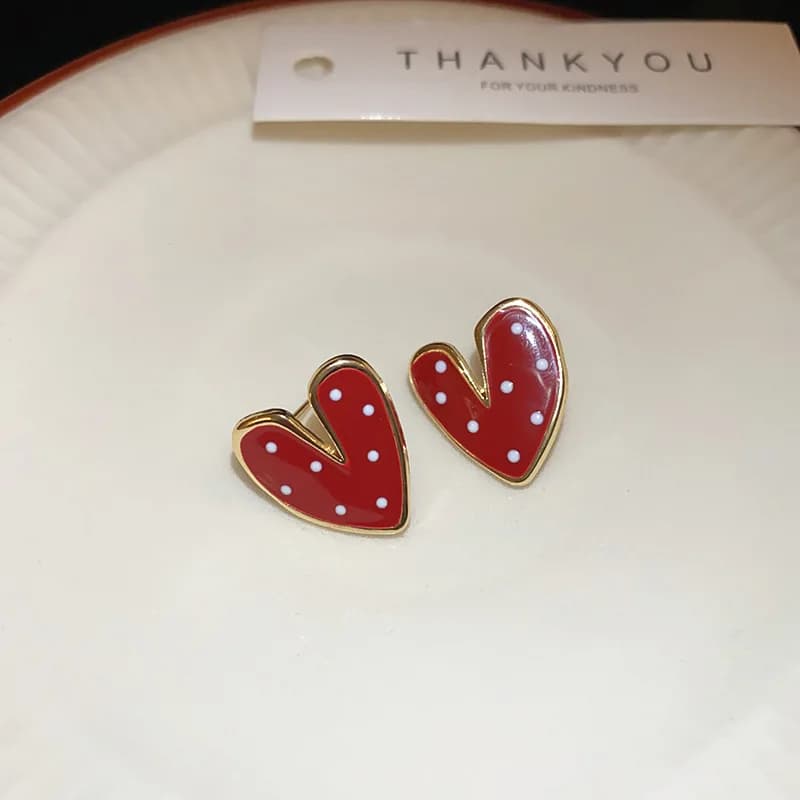 Boucles d'oreilles Big Heart Love pour femmes, minimalistes, motif blanc et vert, boucles d'oreilles