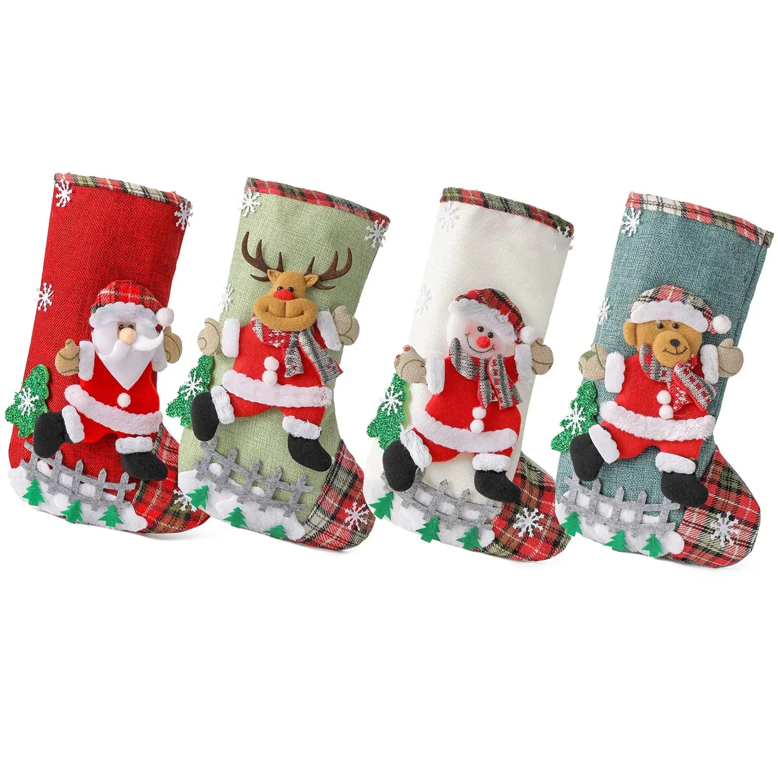 Bas de noël 12 pouces, grandes chaussettes suspendues pour cheminée, décorations de fête d'arbre, sa