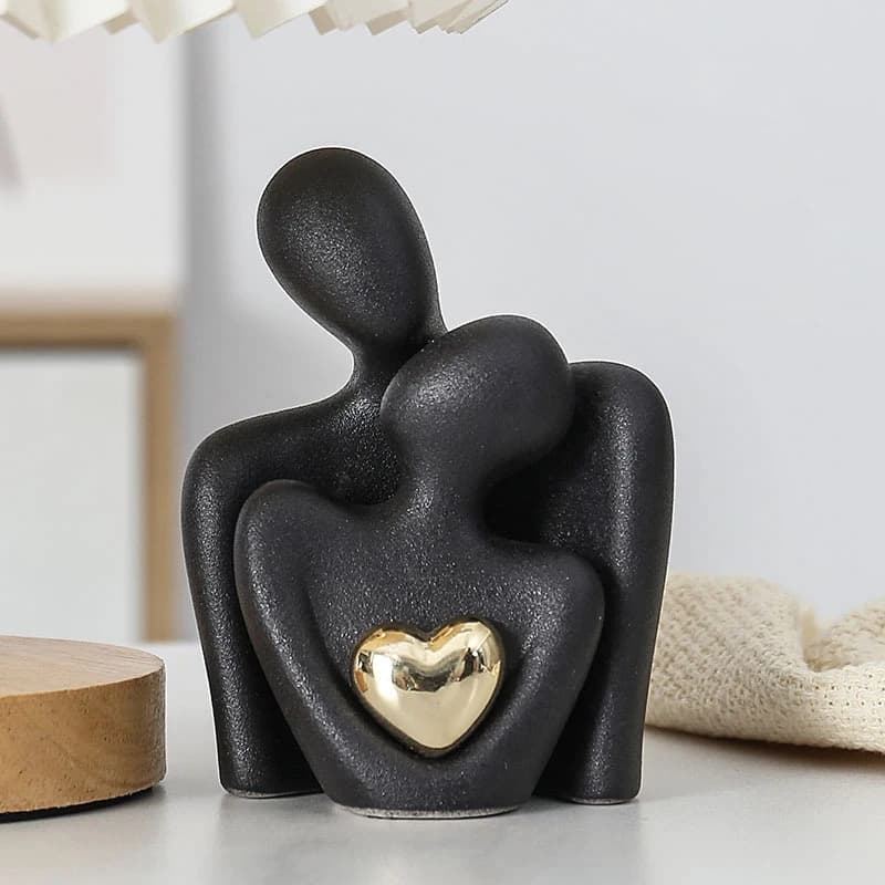 Figurines d'étreinte d'amour en céramique romantique, 1 paire, ensemble d'ustensiles d'oreille, coup