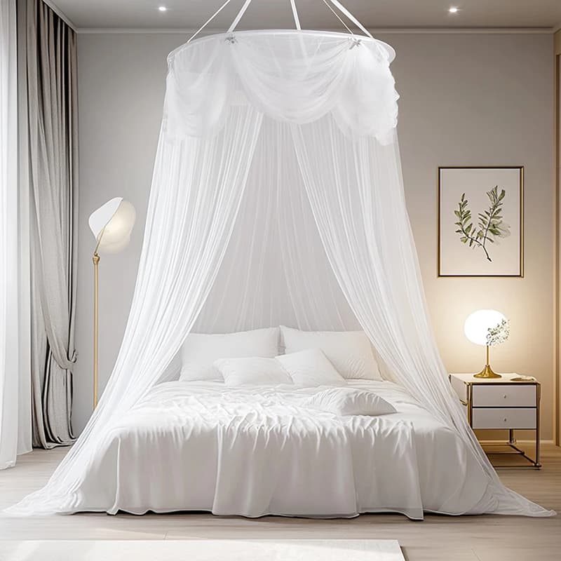 Auvent de lit de princesse pour filles, rideau de lit Double couche en maille transparente, dôme ron