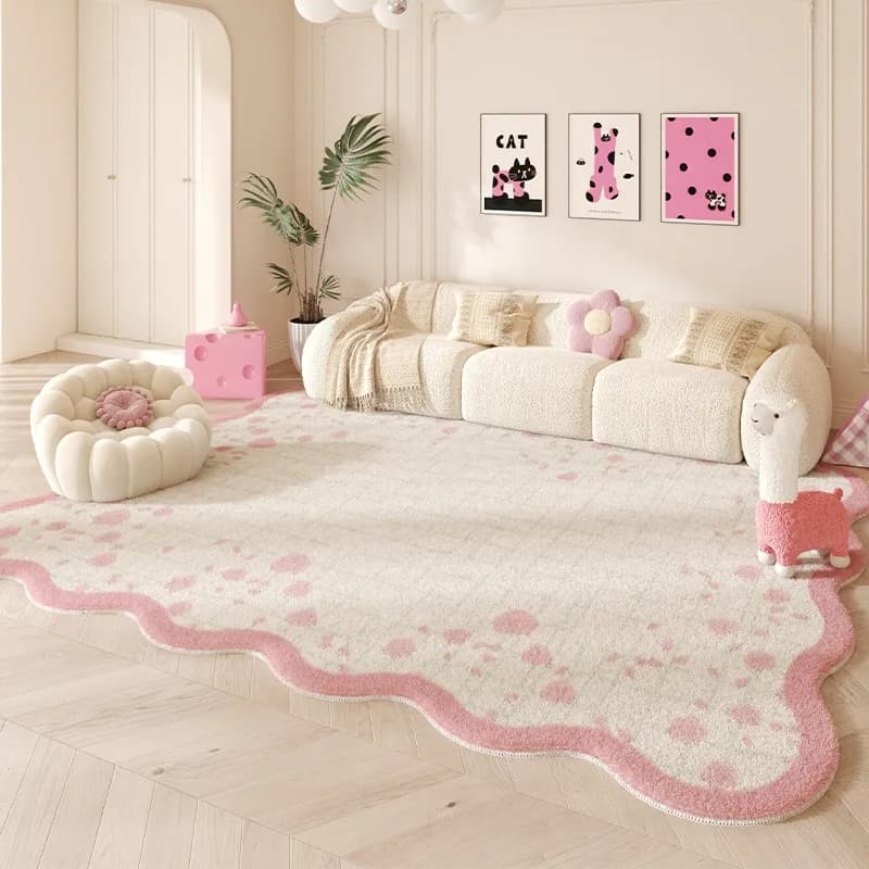 Tapis rose à grande surface pour salon, tapis de sol de jeu en fourrure douce pour chambre d'enfant,