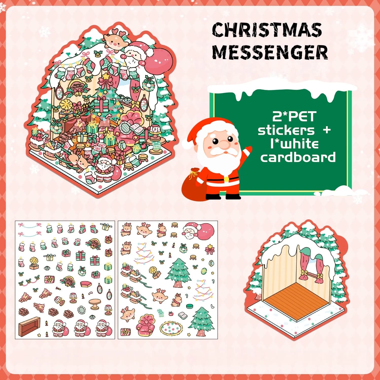 Ensemble d'autocollants mignons sur le thème de Noël, mettant en scène divers éléments adorables tel