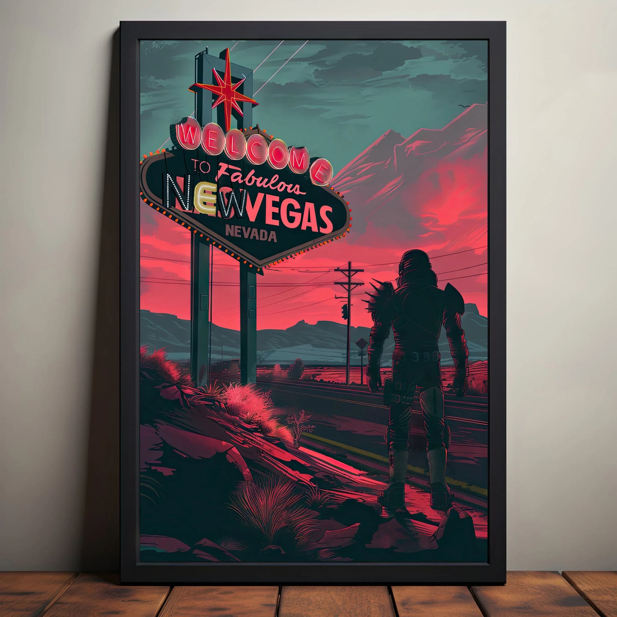 F-FFallout – peinture sur toile de nouvelles Vegas, rétro futuriste, post-apocalyptique, Art mural, 