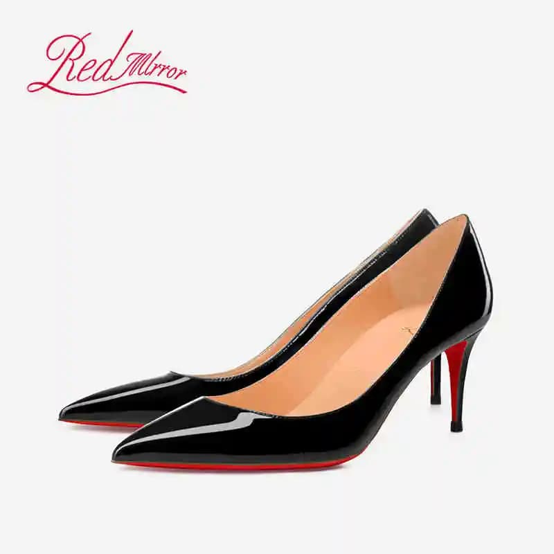 Escarpins élégants noirs pour femmes à talons hauts, semelles rouges brillantes, marque de luxe, ten